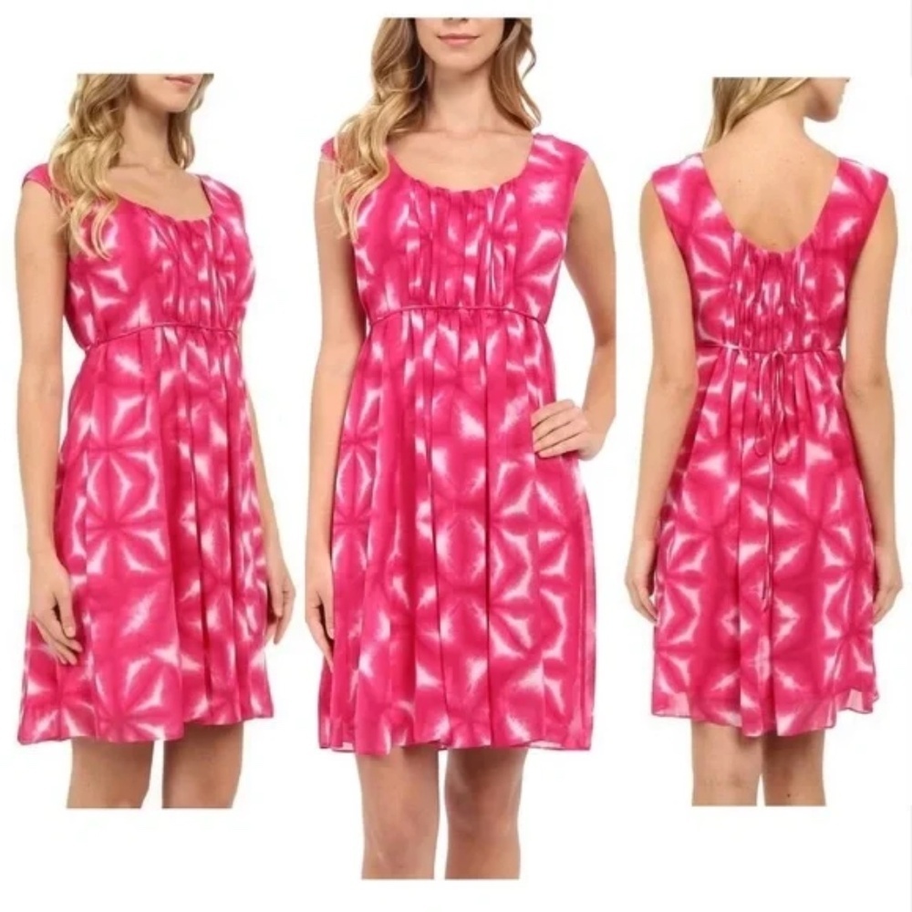 Calvin‎ Klein Lagoon-Multi Sleeveless Fit & Flare Pleated Midi Dress Size 4 NWT